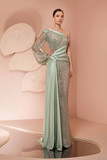 Fully-Beaded Sleeved Gown