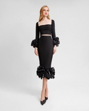 Long Sleeve Top with Midi Skirt
