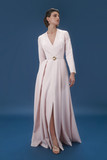Long Sleeves V-Neck Crepe Gown