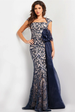 Embroidered Cap Sleeves Gown