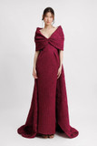Strapless Gown with Bow-Like Cape