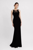Slim-Cut Gown with Beaded Bow