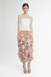 Strapless Midi Dress with Floral Skirt
