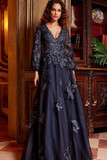 Embroidered A-Line Evening Gown