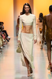 Beaded Crepe Crop Top with Skirt