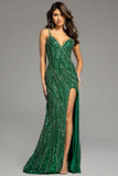 Beaded High Slit Gown