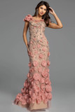 Sheer Floral Embellished Mermaid Gown