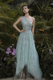 One Shoulder Tulle Beaded Gown