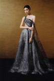 One Shoulder Chiffon and Sequin Gown