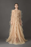 Cascading Ruffled Long Sleeve Gown