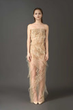 Embellished Strapless Gown with Sheer Detail