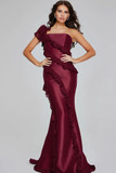 One Shoulder Cascading Ruffled Gown
