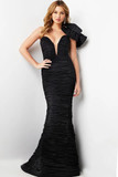 One Shoulder Fitted Crinkle Gown