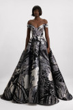 Wide Draped Skirt Gown