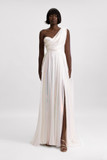 One-Shoulder Draped Chiffon Gown