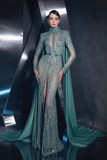 Sleeved Cutout Bodice Gown