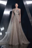 Shoulder Drape A-Line  Gown