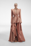 Satin-Peplum Gown