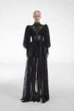 Lace with Tulle Cape Gown