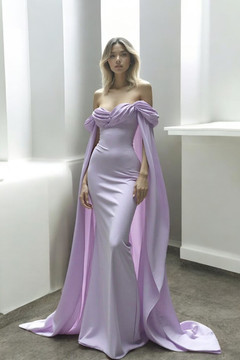 Draping Ruched Off-Shoulder Gown Draping Ruched Off-Shoulder Gown