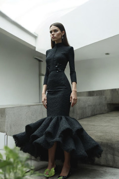 Long Sleeve Ruffled Skirt Dress