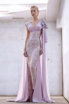 Detailed Shoulder Draped Gown Detailed Shoulder Draped Gown