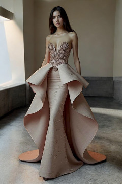 Strapless Sleeveless Beaded Gown Strapless Sleeveless Beaded Gown