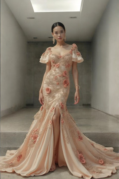 Short Sleeve Floral Gown Short Sleeve Floral Gown
