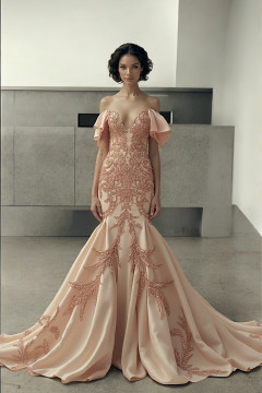 Strapless Embroidered Pattern Gown Strapless Embroidered Pattern Gown