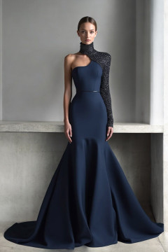 Turtleneck Single Sleeve Gown Turtleneck Single Sleeve Gown