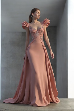 Ruffled Short Shoulder Gown Ruffled Short Shoulder Gown