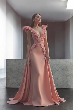 V-Neck Unique Bodice Gown