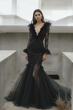 Lace Sleeve V-Neck Gown Lace Sleeve V-Neck Gown