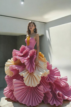Pleated Ruffled Gown Pleated Ruffled Gown