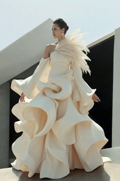 Feather Fan Sculpt Gown