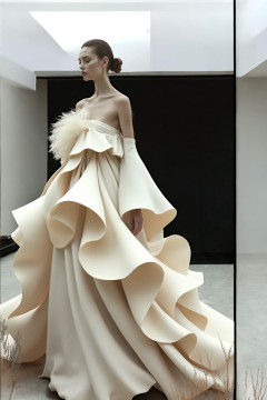Strapless Draped Sculptured Gown