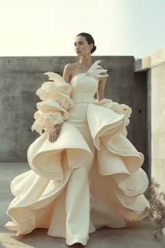 Strapless Ruffle Train Gown Strapless Ruffle Train Gown