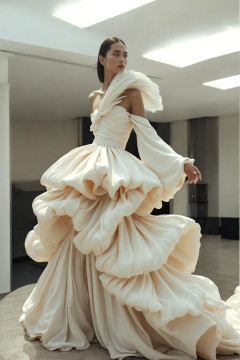 One Sleeve Feather Gown