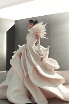 One Shoulder  Feather Gown