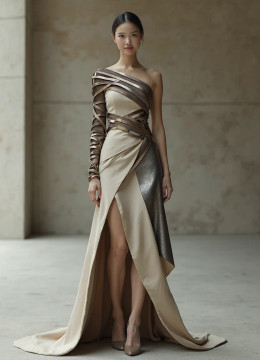 Banded One Shoulder Gown Banded One Shoulder Gown