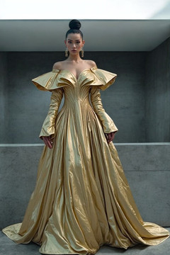 Flared Sleeve Off Shoulder Gown Flared Sleeve Off Shoulder Gown