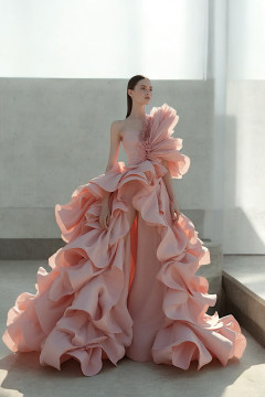 Oversized Ruffled Sleeve Gown