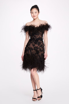 Feathered Off Shoulder Dress Feathered Off Shoulder Dress