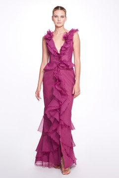 Ruffle Gown with Slit Ruffle Gown with Slit