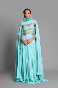 Cut-Out Strapless Gown with Cape Cut-Out Strapless Gown with Cape