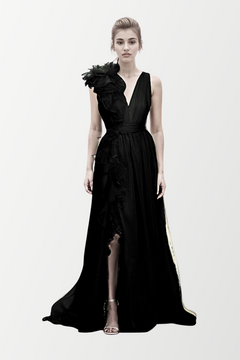 Deep V-Neck Organza Gown Deep V-Neck Organza Gown
