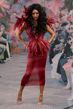 Feathered Midi Dress