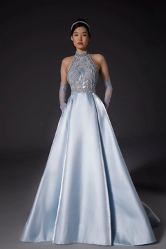 Halter Neck Lace and Satin Gown Halter Neck Lace and Satin Gown