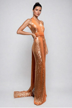 V-Neck Sleeveless Evening Dress