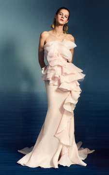 Ruffled Silk Gazar Gown Ruffled Silk Gazar Gown